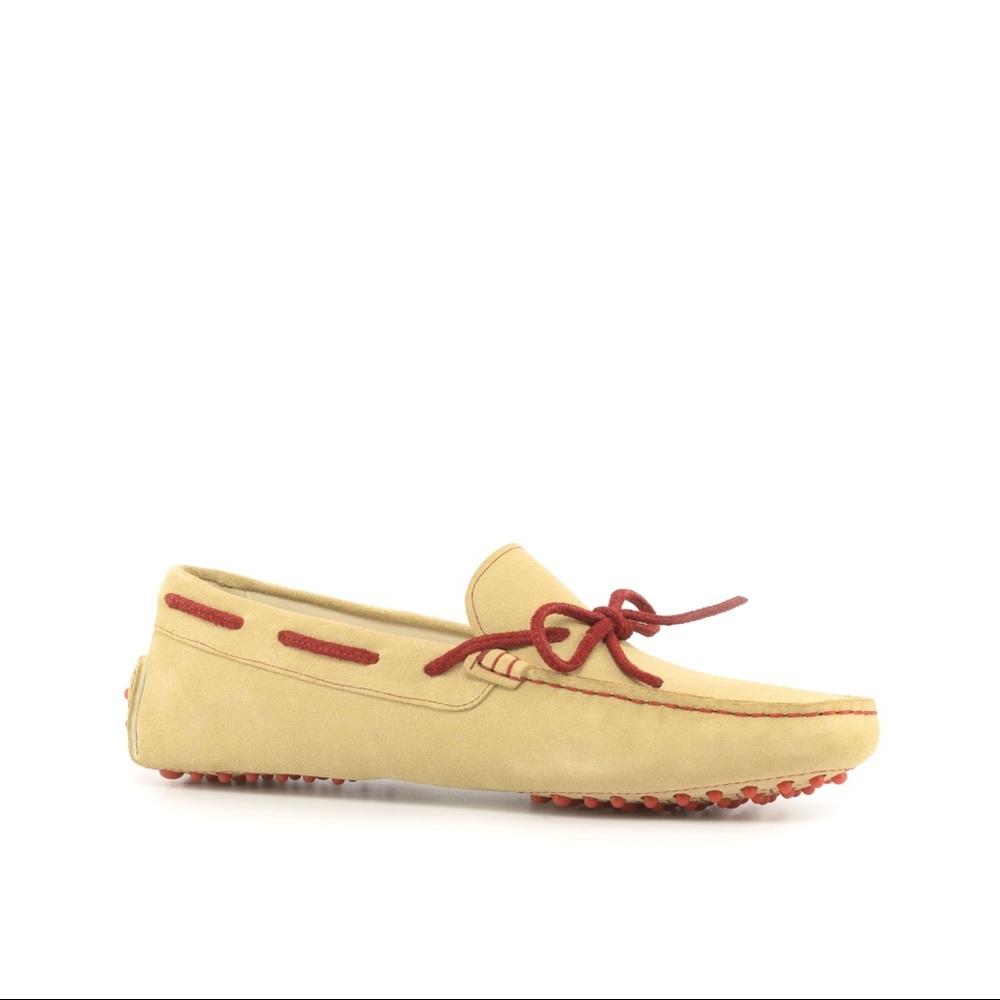 Beige & Red Suede Driver.